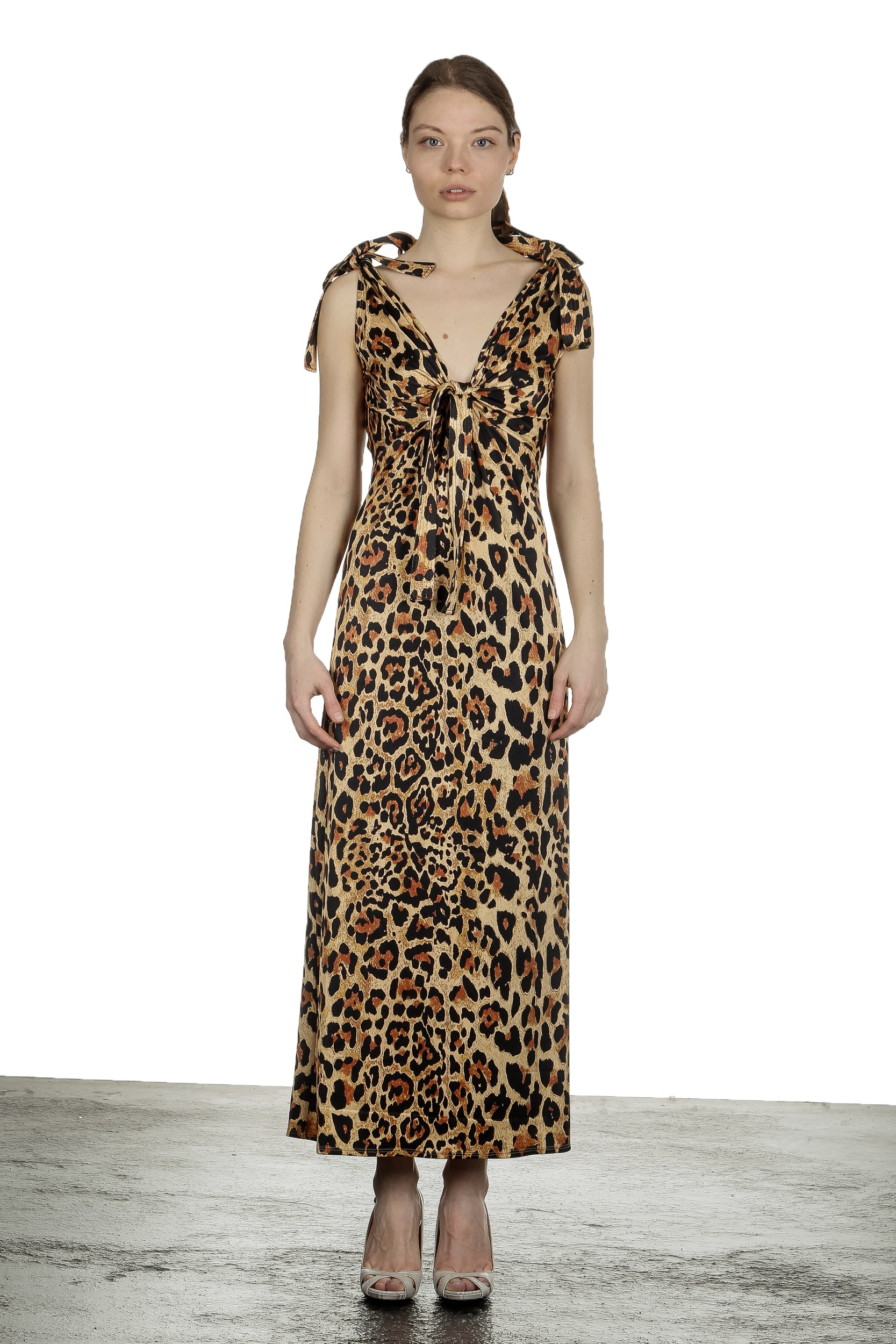 Paco Rabanne Damen Maxikleid mit Leoparden-Print mehrfarbig