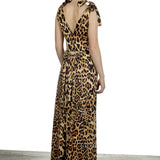 Paco Rabanne Damen Maxikleid mit Leoparden-Print mehrfarbig