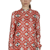 813 Ottotredici Damen Bluse mit Print aus Seide mehrfarbig