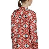 813 Ottotredici Damen Bluse mit Print aus Seide mehrfarbig