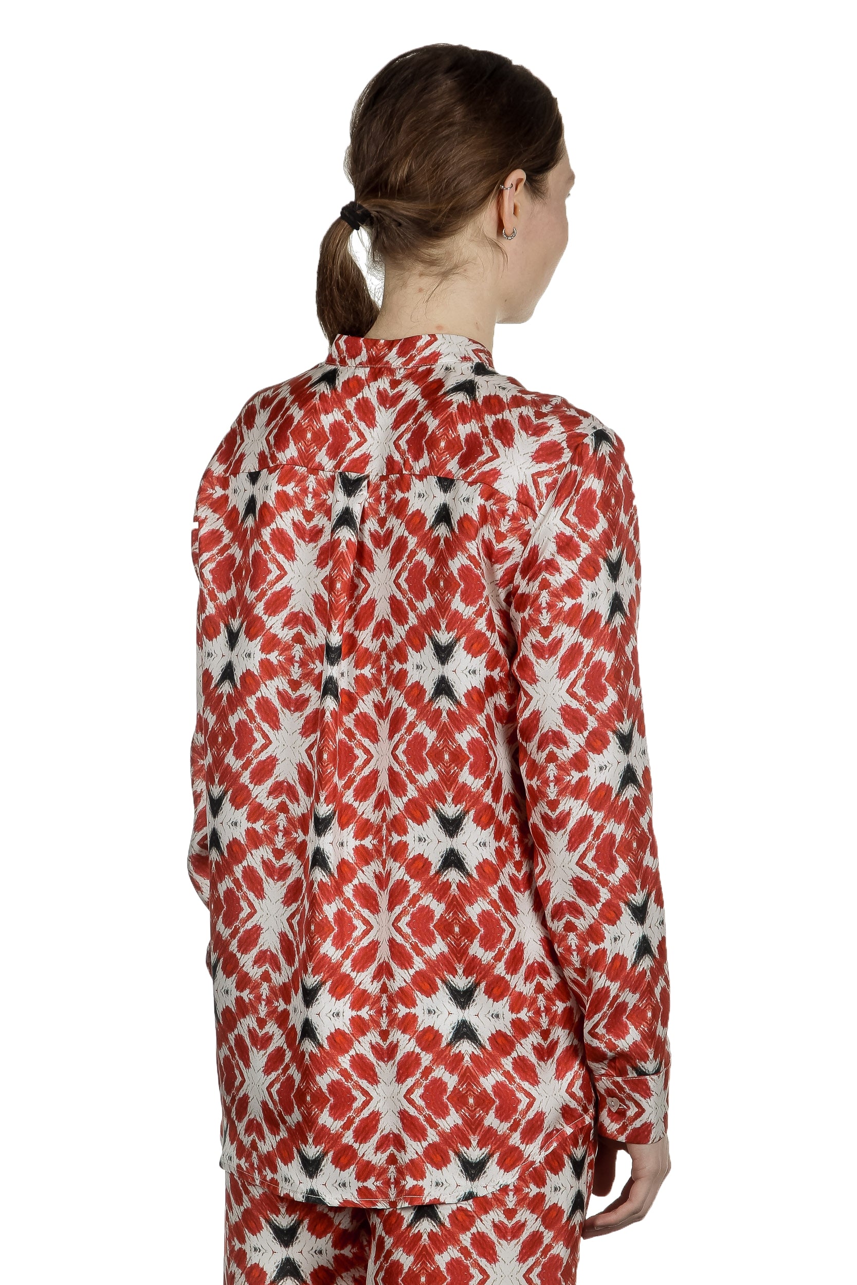 813 Ottotredici Damen Bluse mit Print aus Seide mehrfarbig