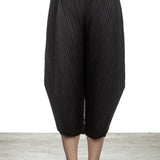 Pleats Please Issey Miyake Damen Plissee 7/8 Hose mit hohem Bund schwarz