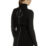 Paco Rabanne Damen gerippter Rollkragenpullover schwarz