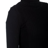 Paco Rabanne Damen gerippter Rollkragenpullover schwarz