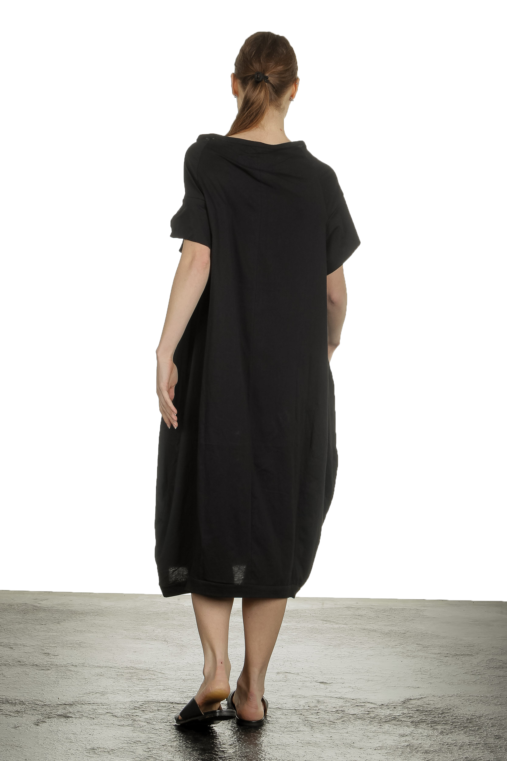 Rundholz Damen Kurzarmkleid mit Blumen-Print schwarz
