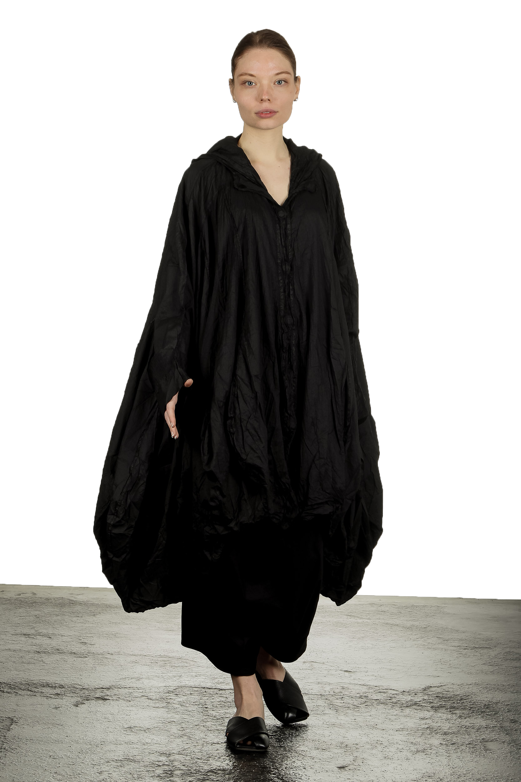 Rundholz Dip Damen Oversized Regencape schwarz