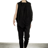 Rundholz Damen Bluse mit drapiertem Kragen schwarz