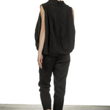 Rundholz Damen Bluse mit drapiertem Kragen schwarz