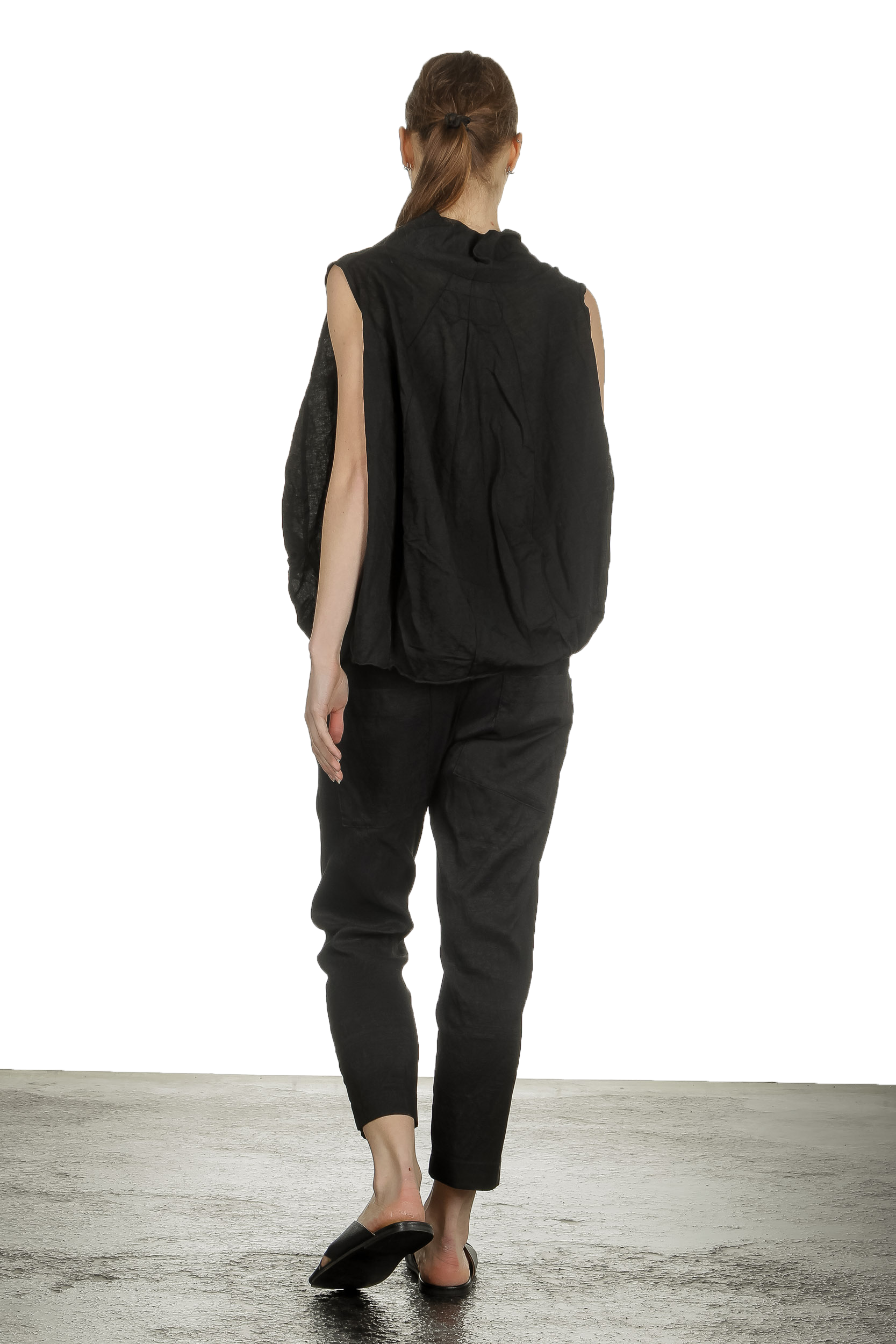 Rundholz Damen Bluse mit drapiertem Kragen schwarz