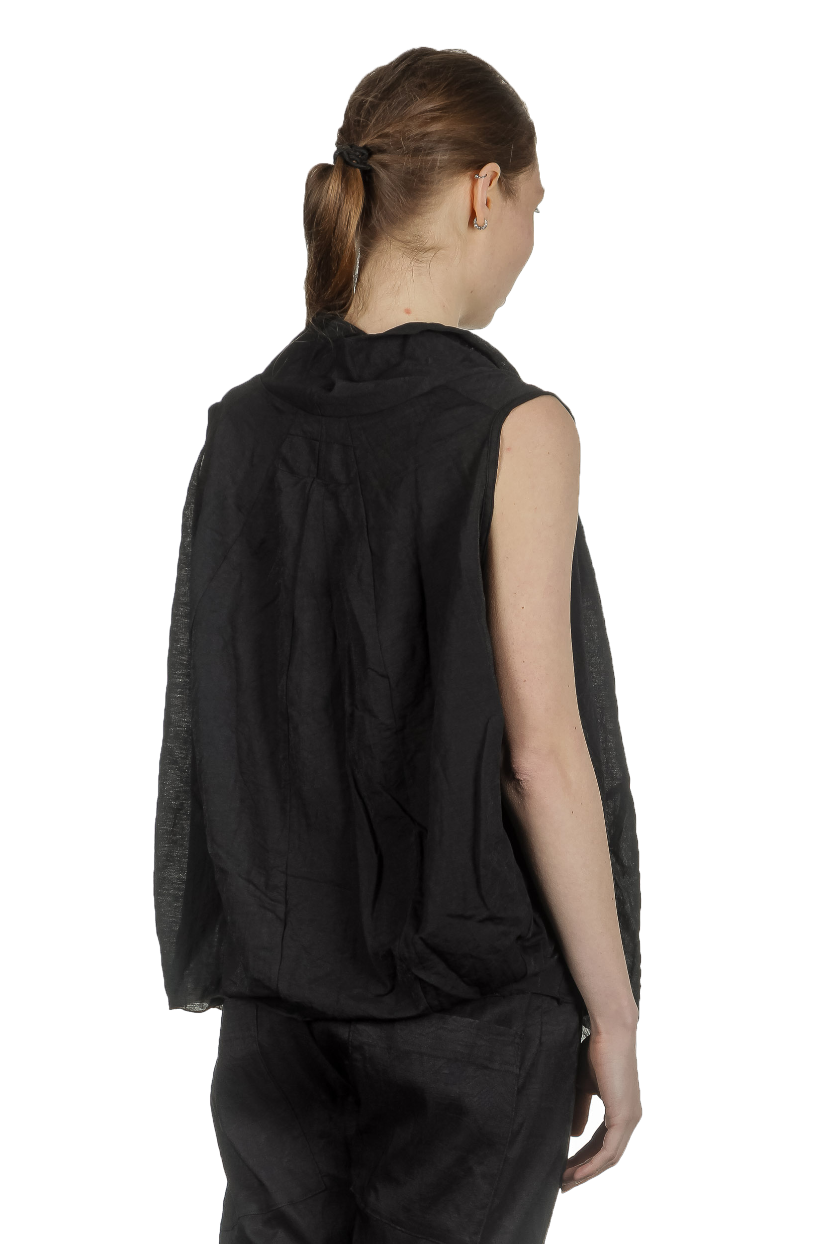 Rundholz Damen Bluse mit drapiertem Kragen schwarz