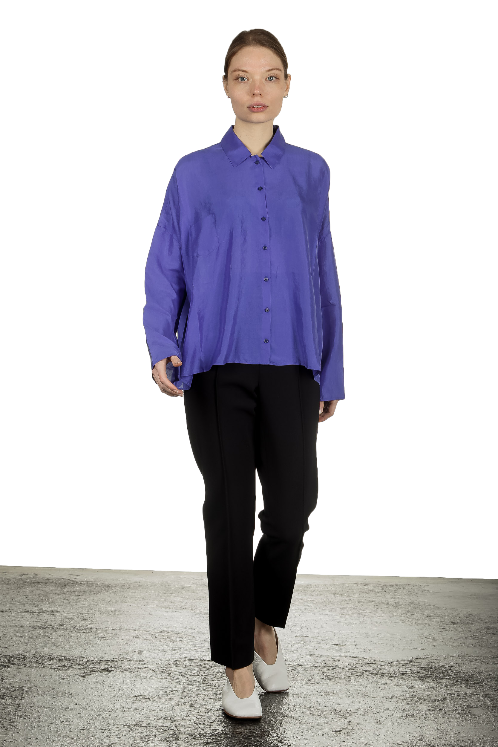 Apuntob Damen Hemdbluse in A-Linie blau