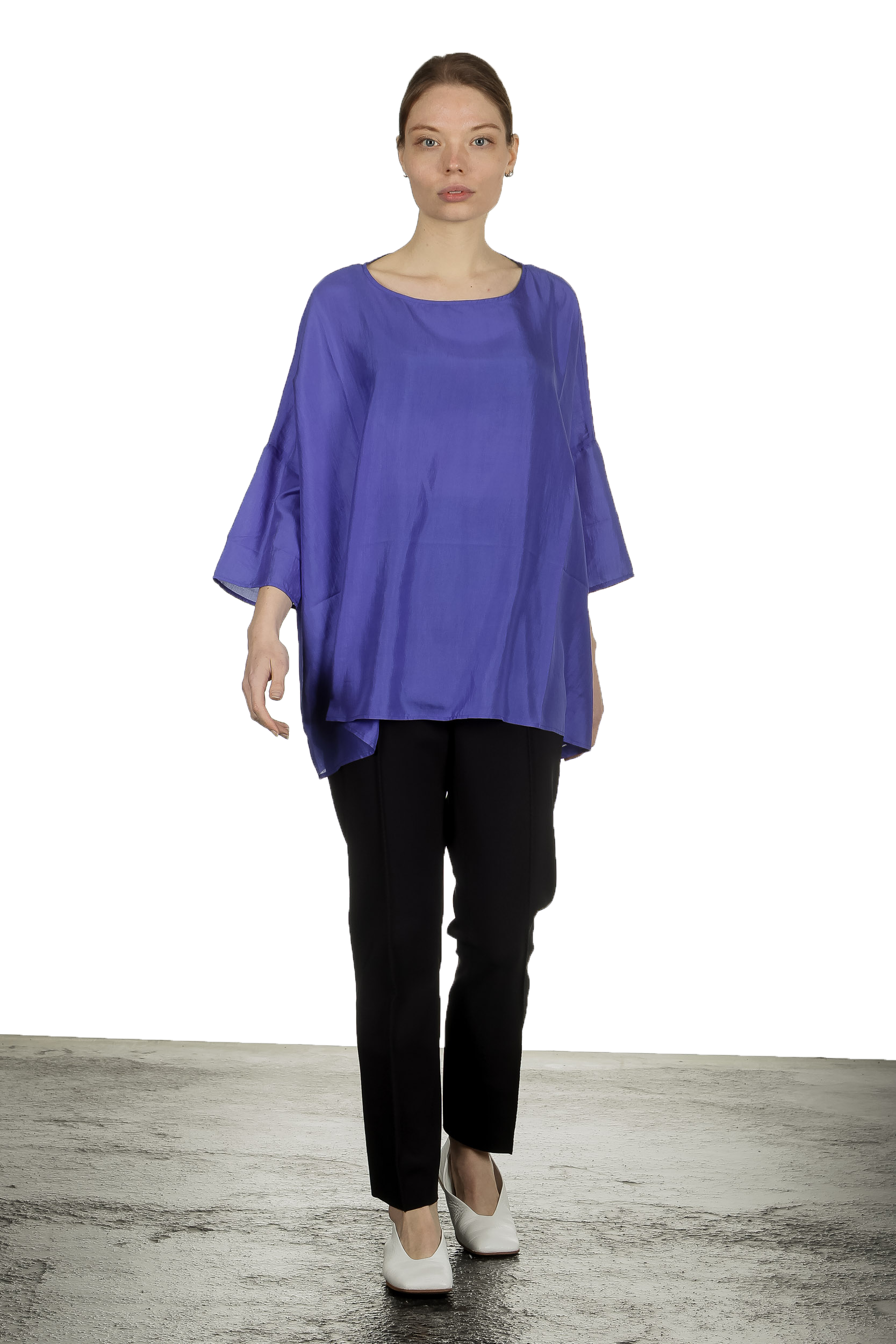 Apuntob Damen Bluse in A-Linie blau