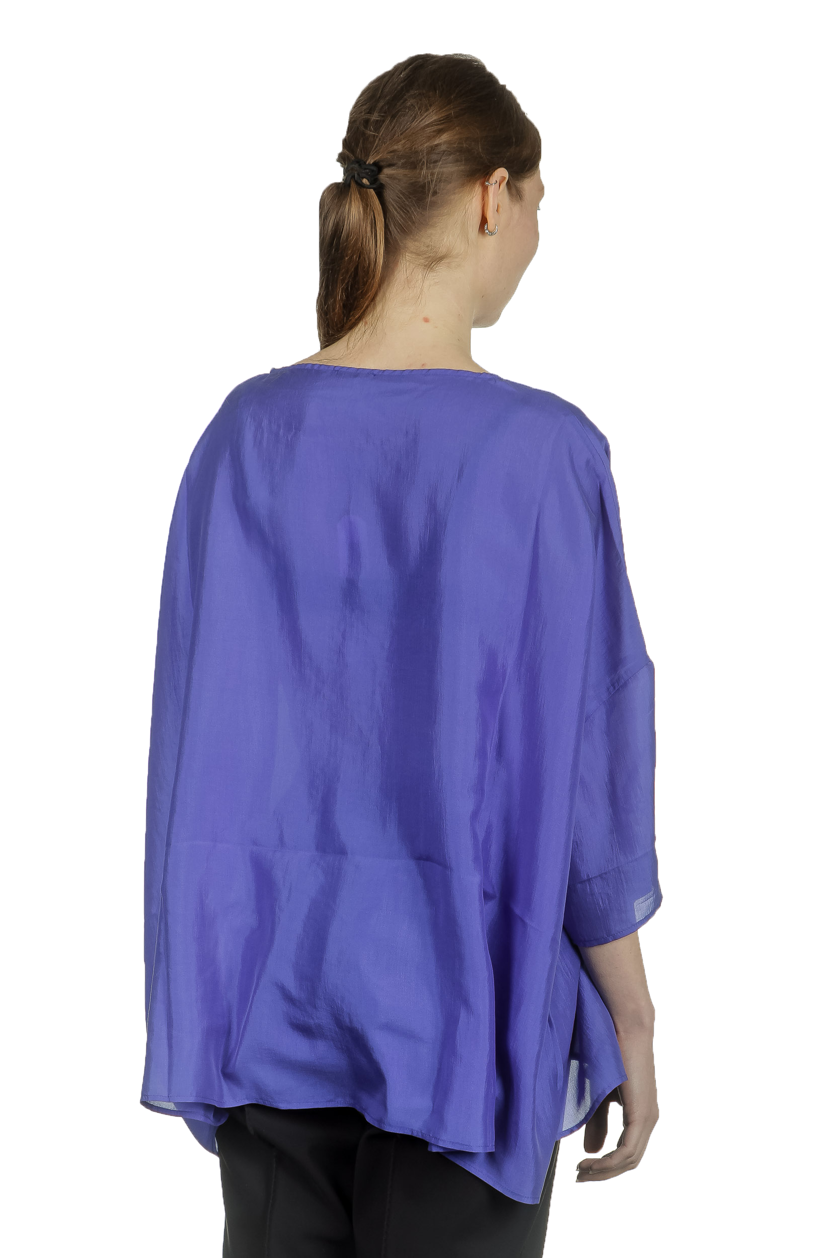 Apuntob Damen Bluse in A-Linie blau
