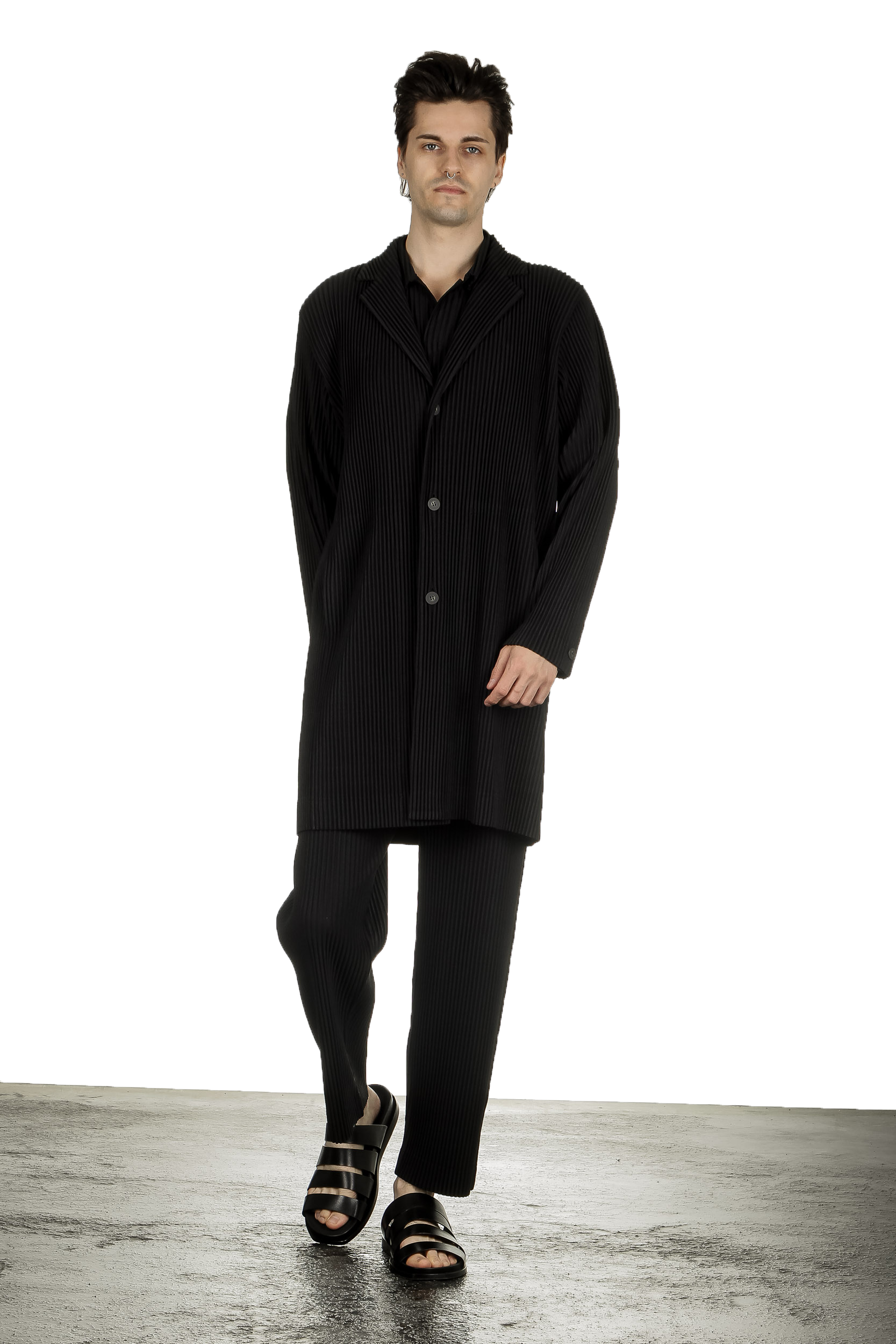 Homme Plissé Issey Miyake Herren Mantel schwarz