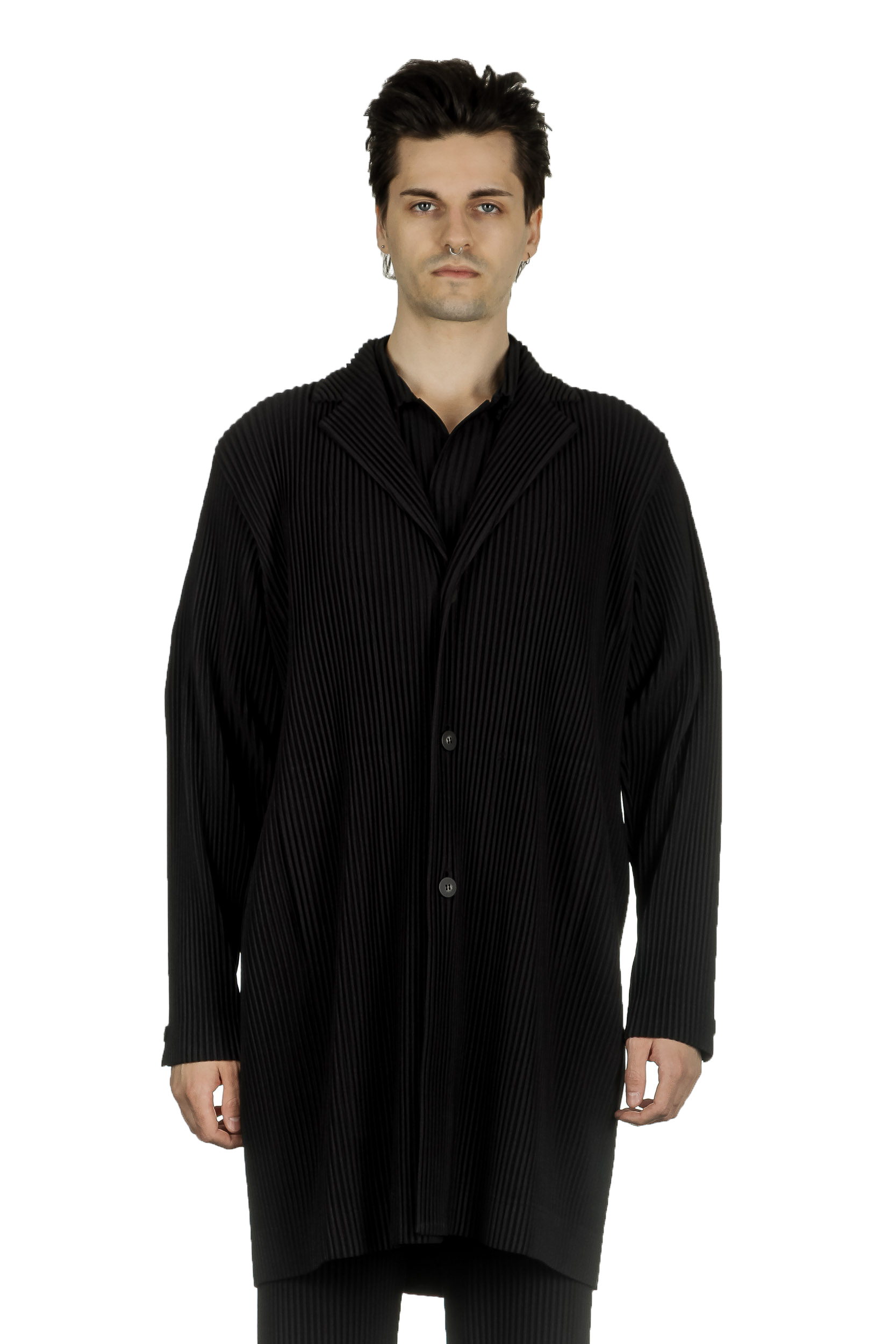 Homme Plissé Issey Miyake Herren Mantel schwarz