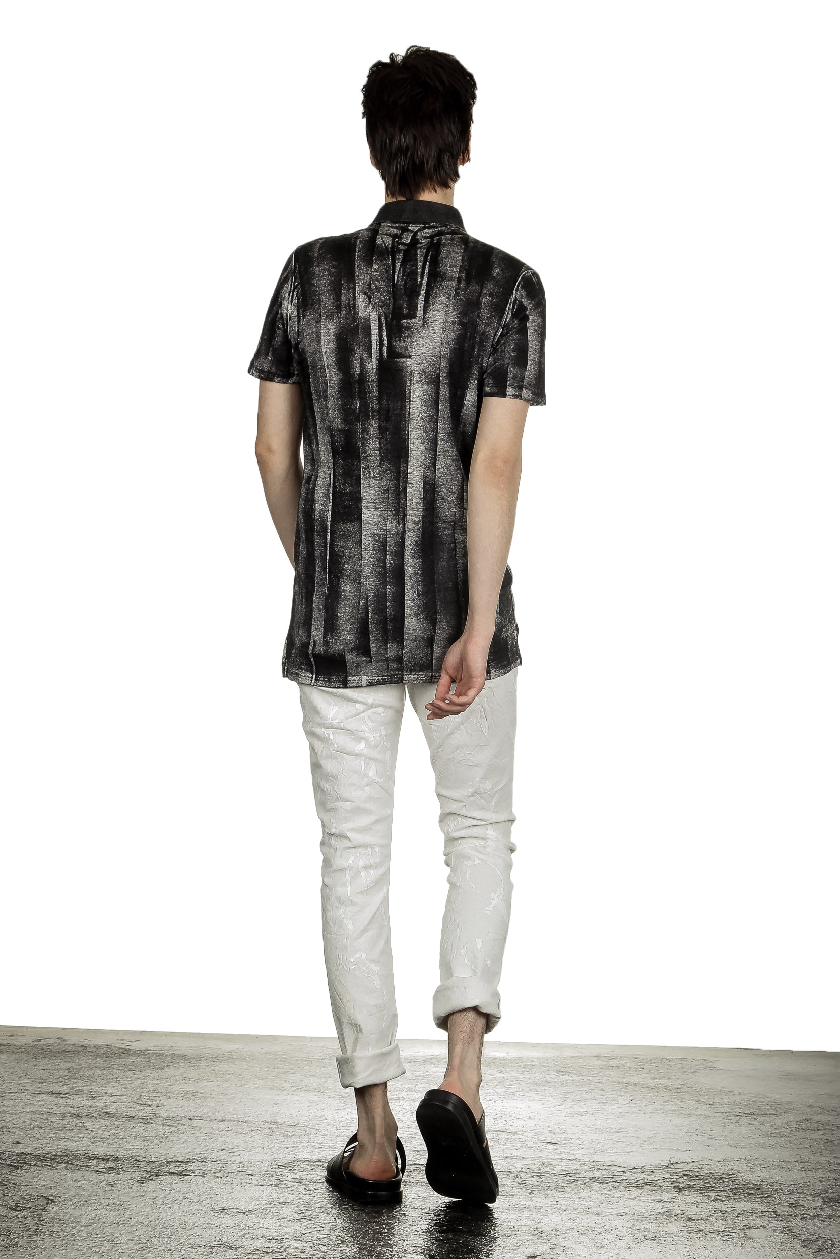 AVANT TOI Herren Poloshirt mit abstraktem Print anthrazit