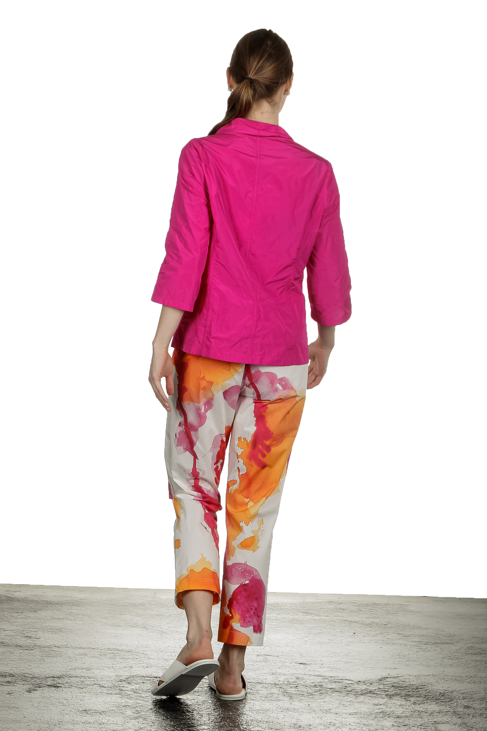 Katharina Hovman Damen Taft Bluse mit Schalkragen pink