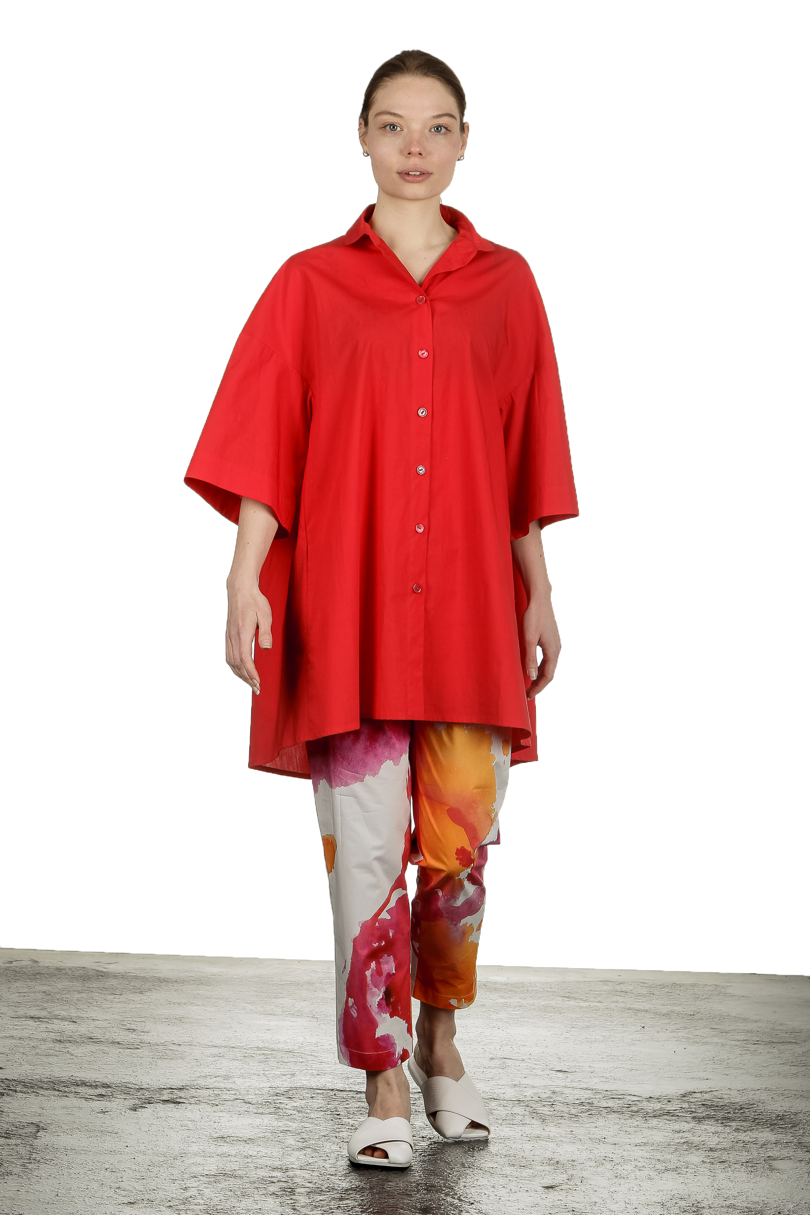 Katharina Hovman Damen Oversized Hemdbluse rot
