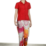 Katharina Hovman Damen Bluse mit Umlegekragen rot