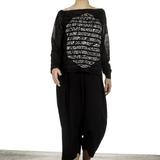 Sarah Pacini Damen Asymmetrischer Pullover mit Muster schwarz weiß