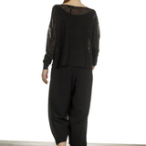 Sarah Pacini Damen Asymmetrischer Pullover mit Muster schwarz weiß