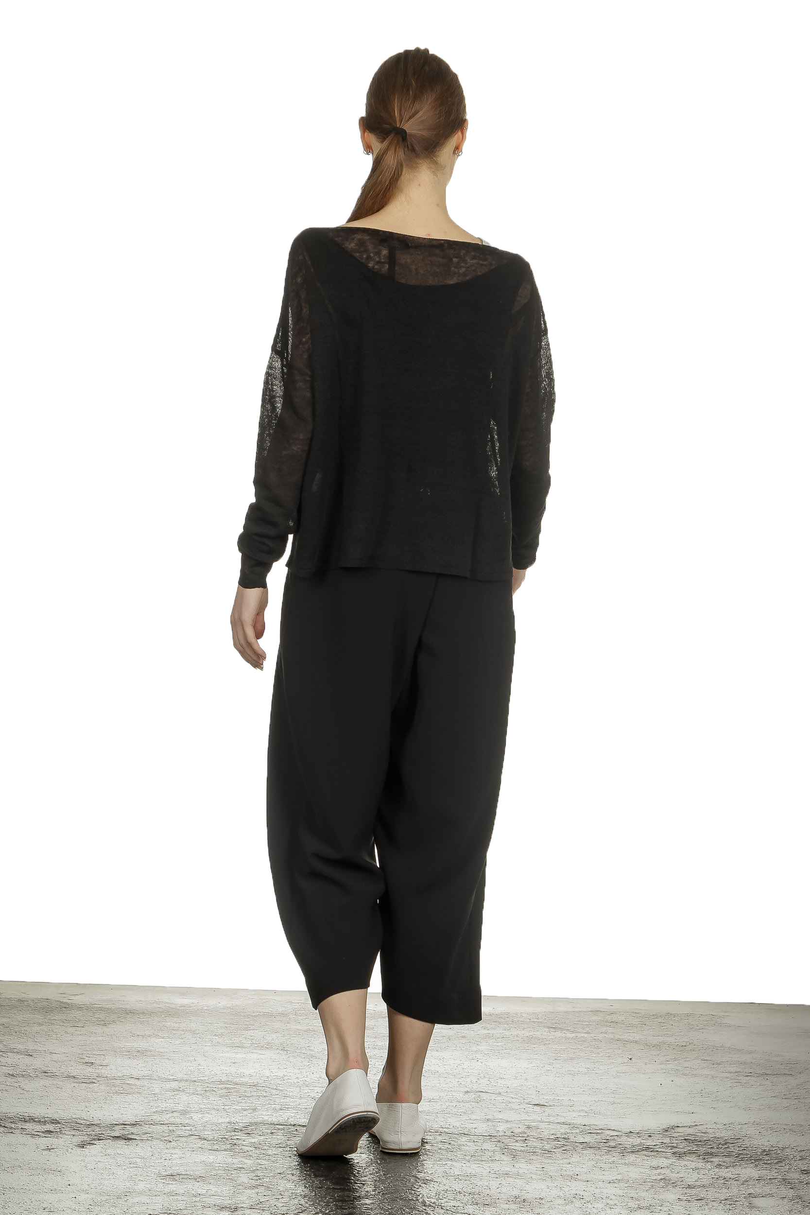 Sarah Pacini Damen Asymmetrischer Pullover mit Muster schwarz weiß