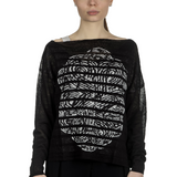 Sarah Pacini Damen Asymmetrischer Pullover mit Muster schwarz weiß