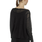 Sarah Pacini Damen Asymmetrischer Pullover mit Muster schwarz weiß