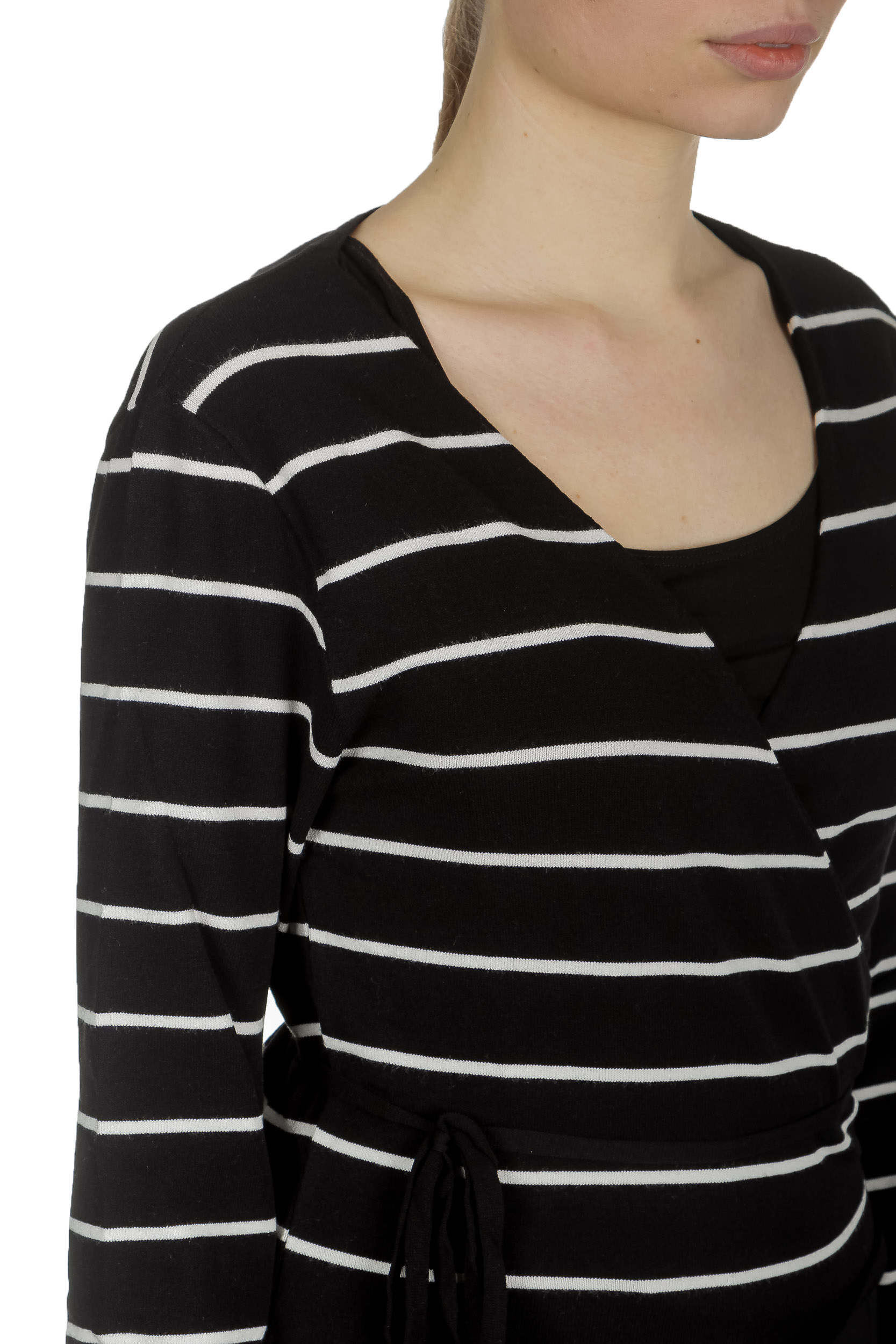 Sarah Pacini Damen Wickeljacke mit graphischem Print schwarz weiß
