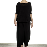 Sarah Pacini Damen Leinenpullover mit Muster schwarz