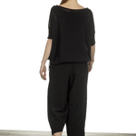 Sarah Pacini Damen Leinenpullover mit Muster schwarz