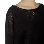 Sarah Pacini Damen Leinenpullover mit Muster schwarz
