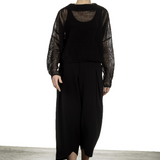 Sarah Pacini Damen Cropped Strickpullover schwarz