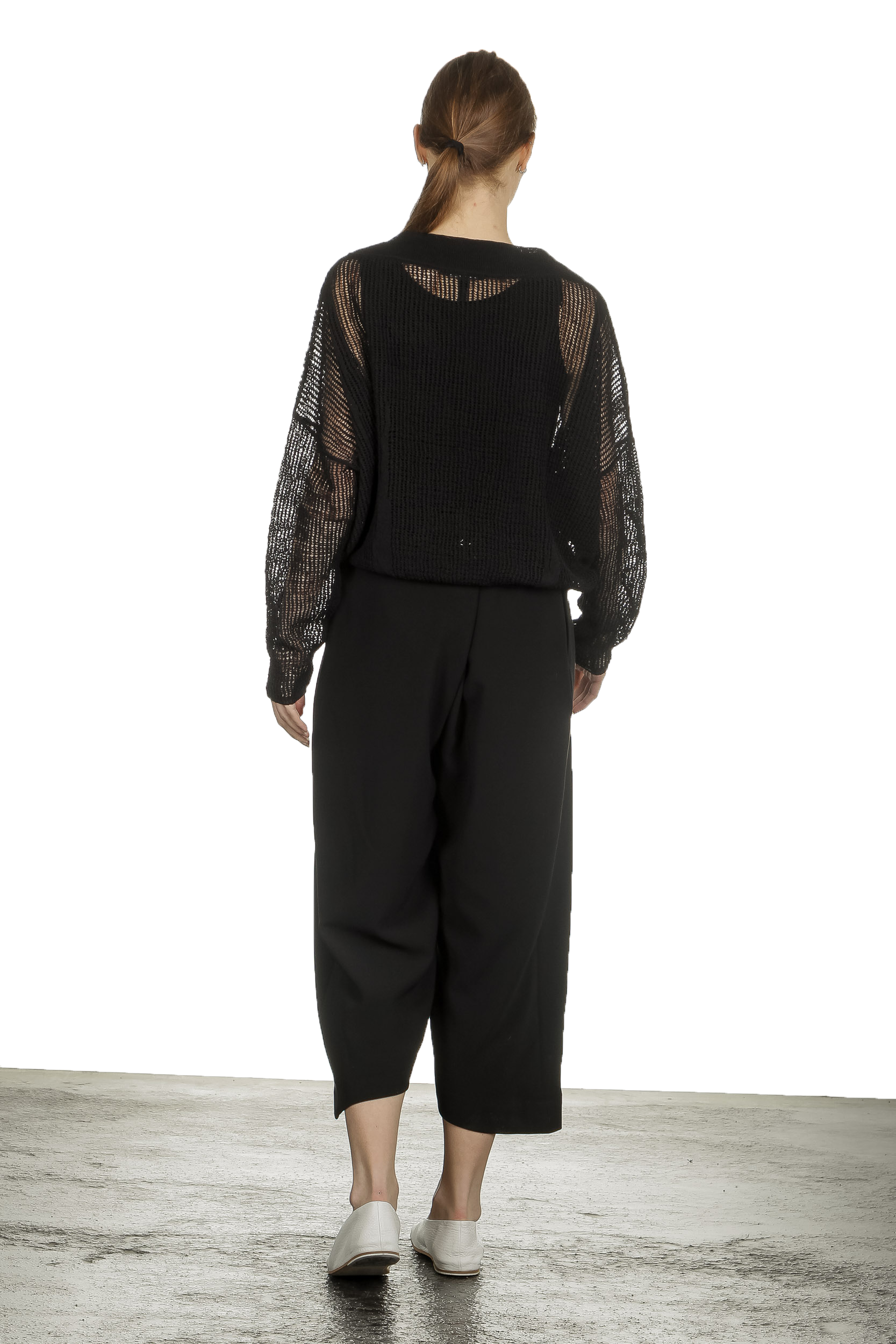 Sarah Pacini Damen Cropped Strickpullover schwarz