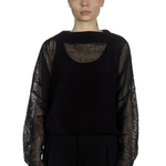 Sarah Pacini Damen Cropped Strickpullover schwarz