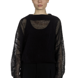 Sarah Pacini Damen Cropped Strickpullover schwarz