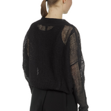 Sarah Pacini Damen Cropped Strickpullover schwarz