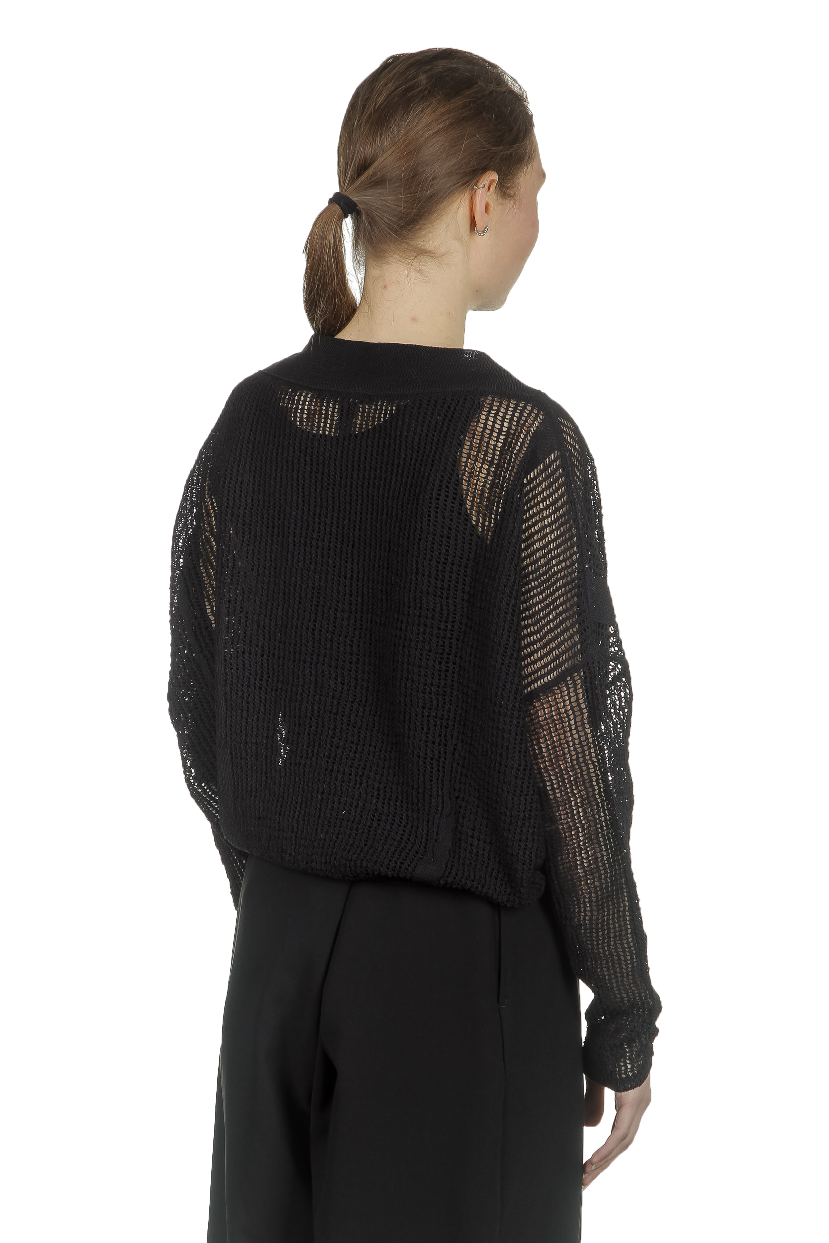 Sarah Pacini Damen Cropped Strickpullover schwarz