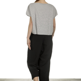 Sarah Pacini Damen Cropped Pullover mit geometrischem Muster hellgrau