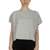 Sarah Pacini Damen Cropped Pullover mit geometrischem Muster hellgrau
