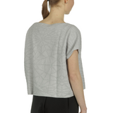 Sarah Pacini Damen Cropped Pullover mit geometrischem Muster hellgrau