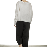 Sarah Pacini Damen Cropped Strickpullover mit Muster weiß