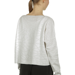 Sarah Pacini Damen Cropped Pullover mit geometrischem Muster weiß