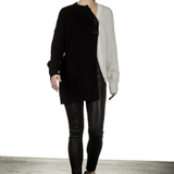 Y's Yohji Yamamoto Damen Strickjacke asymmetrisch bicolor schwarz weiß