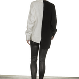 Y's Yohji Yamamoto Damen Strickjacke asymmetrisch bicolor schwarz weiß