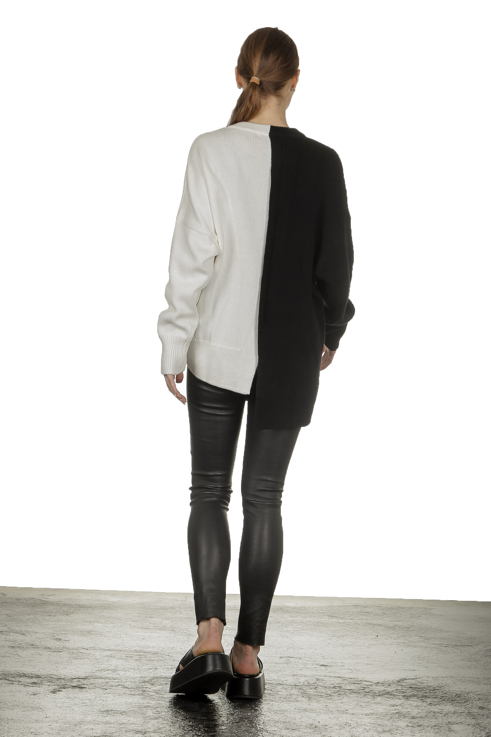 Y's Yohji Yamamoto Damen Strickjacke asymmetrisch bicolor schwarz weiß
