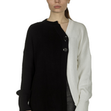 Y's Yohji Yamamoto Damen Strickjacke asymmetrisch bicolor schwarz weiß