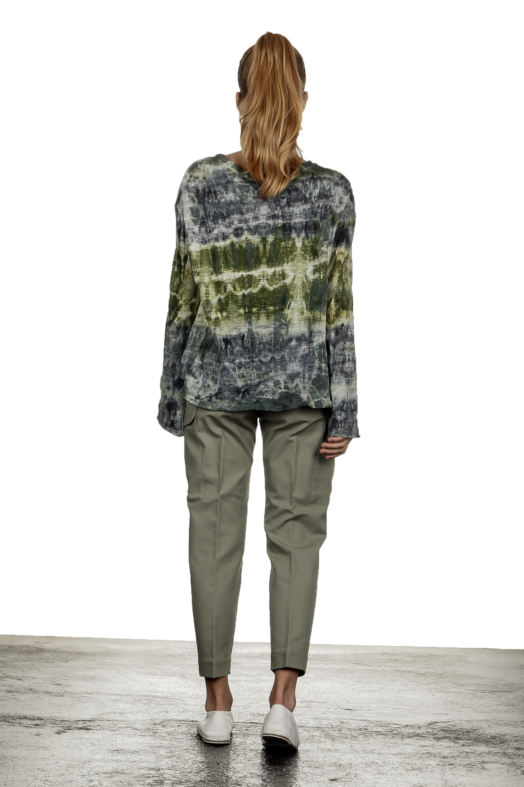Nine In The Morning Damen Cropped-Cargo Hose mit hohem Bund khaki