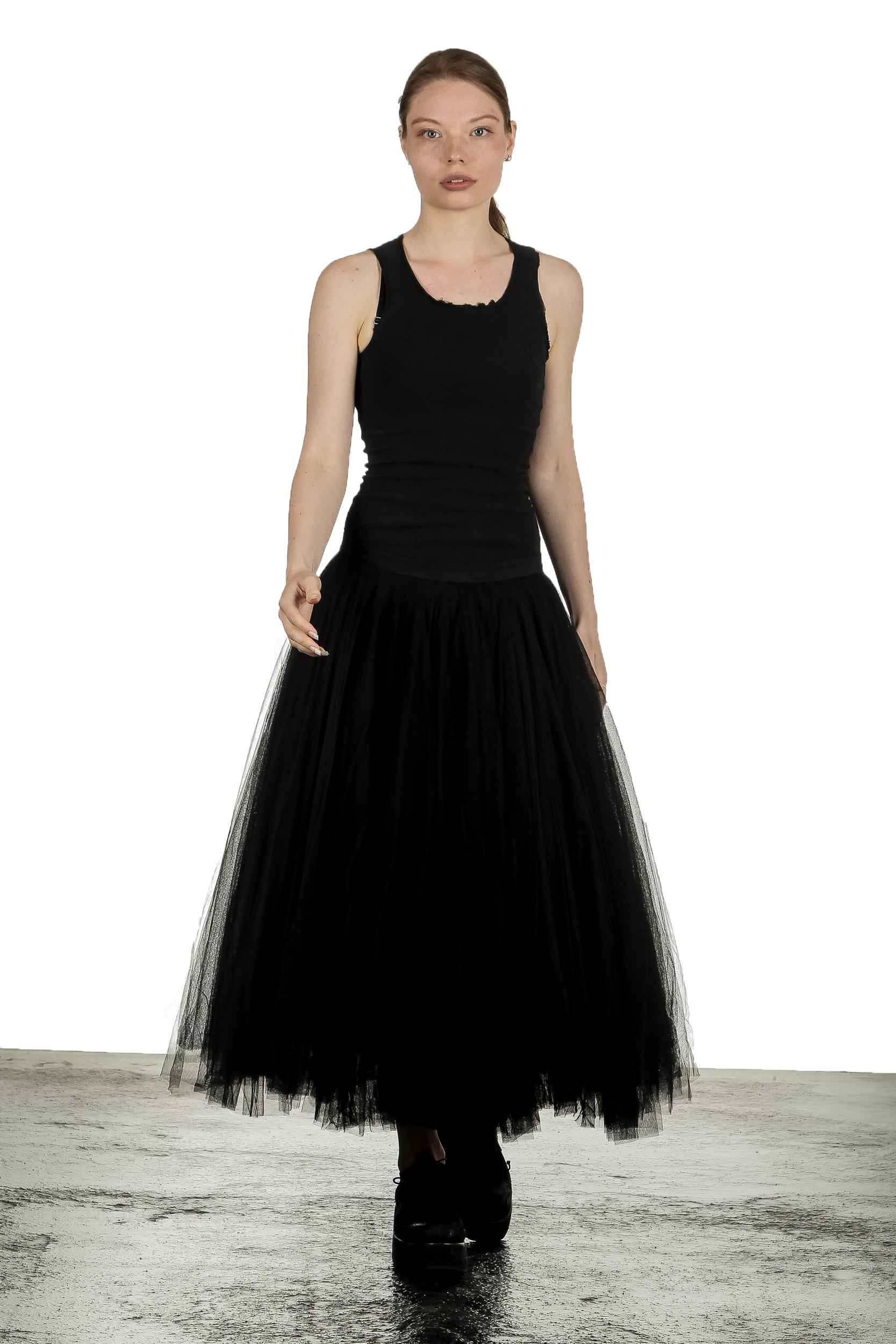 Marc Le Bihan Damen Top im Distressed-Look schwarz