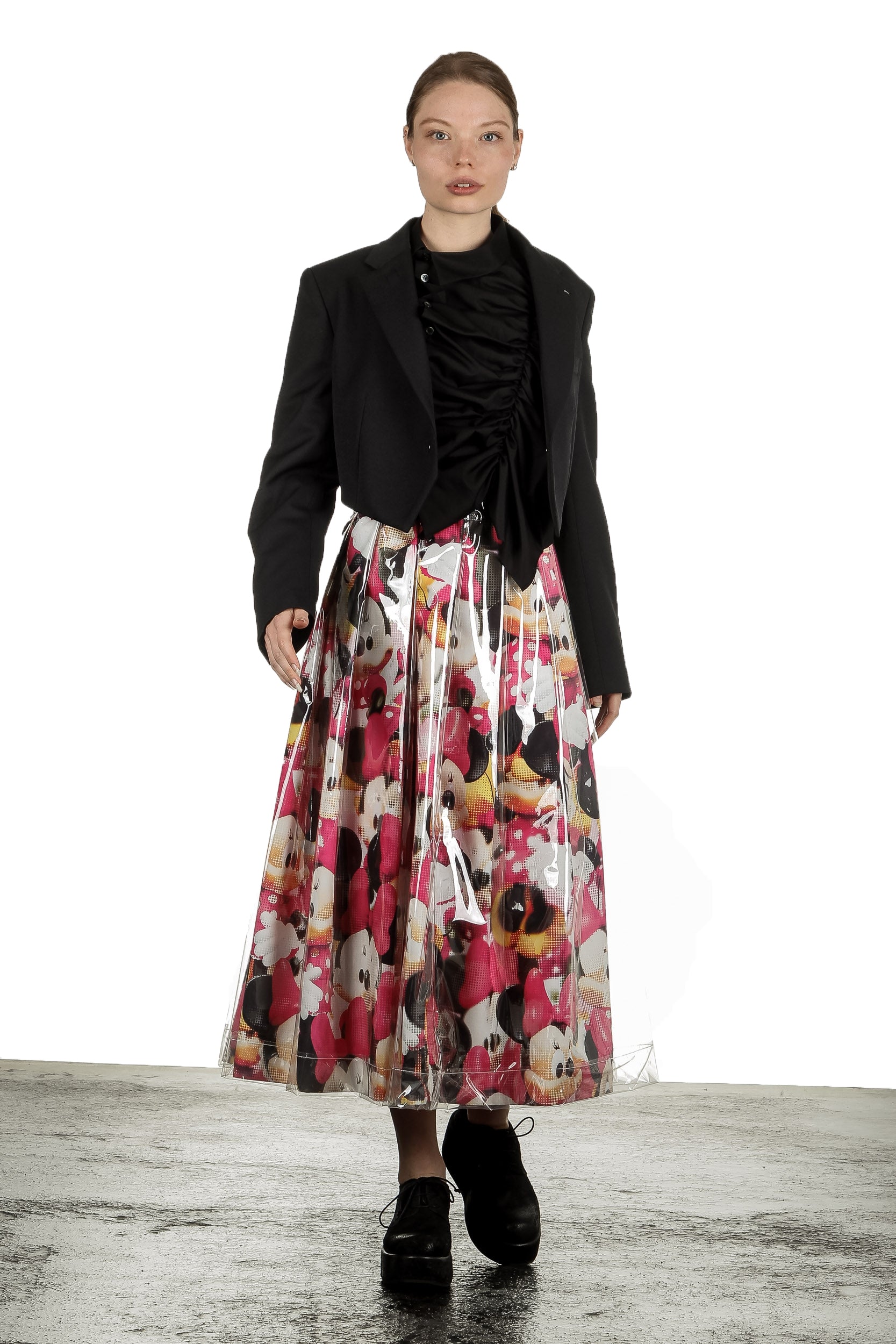 Comme Des Garçons Damen Rock mit Cartoon-Print mehrfabig